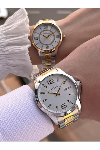 Pierre Cardin Bay Ve Bayan Çiftlere Özel Çelik Kordon Çift Kol Saati 30 Mt Su Gecirmez Cf.pr8046.m3 Gümüş - Sarı
