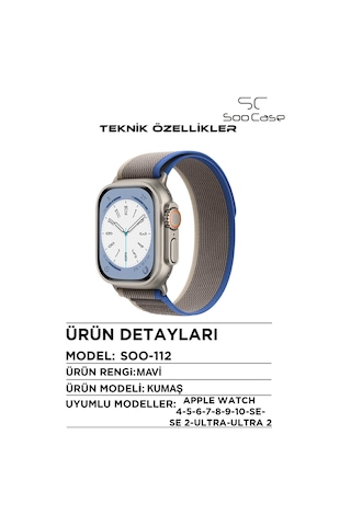 Apple Watch Uyumlu Alpine Kumaş Kordon 42-44-45-49 Mm Soo-112