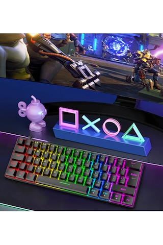 T60 Rgb Mavi Switch Mekanik Siyah Klavye Kablolu Gaming Driverli Oyuncu Klavyesi T60 Mini Q Klavye