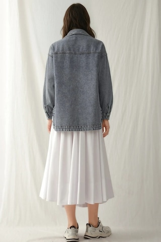 Hiccup Bdart Oversize Denim Ceket, Gömlek Yaka Ve Cep Detaylı Buz Mavisi