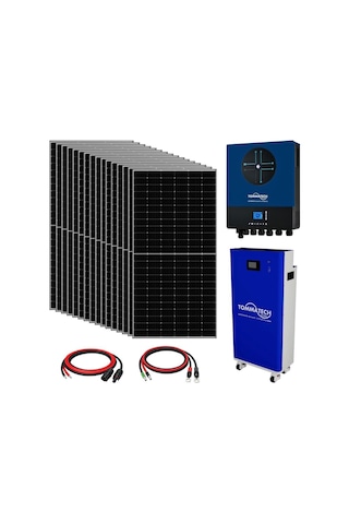 16x600w Topcon Güneş Paneli 11kva İnverter 51.2v 280ah Lityum Bataryalı Hazır Solar Enerji Paketi