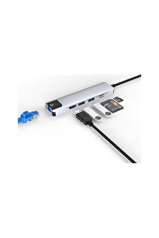 Çok Fonksiyonlu Type C Hub Usb Hdmı Ethernet Kart Okuyucu Standart