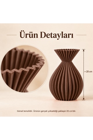Ahenk Serisi Dekoratif Vazo 20 Cm Kuru Çiçek Ve Pampas Vazosu Kahverengi