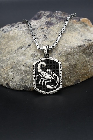 Akrep Figürlü 925 Ayar Gümüş Kolye Kral Zincir 2mm 902419 Gümüş
