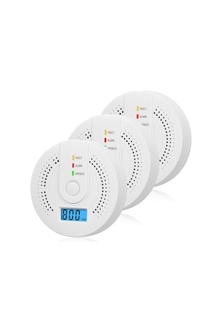Mufunye 3'lü Paket Lcd Ekranlı Karbonmonoksit Alarmı - Pil Dahil Değil Ev, Ofis, Restoran