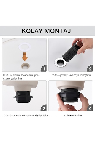 Yapıtaşı Yt654 Seramik Başlıklı Taşmalı Bas Aç Lavabo Gider Sifonu Parlak Siyah