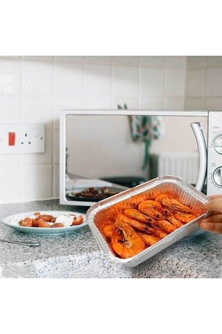 Jeemson 50 Adet Tek Kullanımlık Alüminyum Folyo Kutu - Izgara, Fırın Ve Balık Pişirme İçin 17.5x11x4 Cm Çok Renkli