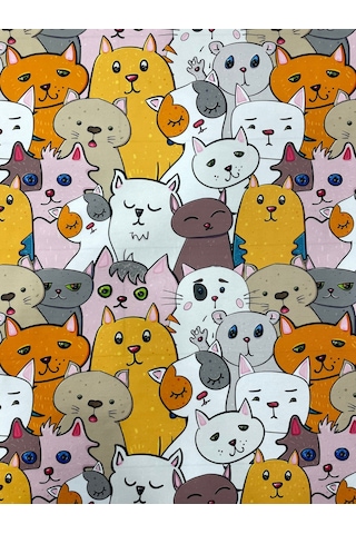 Kedi Desenli Kumaş Kırlentlik Döşemelik Kumaş Dijital Baskı