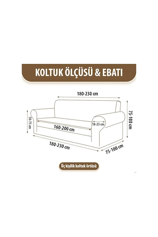 Bibaha Kadife Lastikli 3 Kişilik Koltuk Örtüsü / Kanepe Kılıfı/ Çekyat Örtüsü Kılıfı Açik Gri 180 X 230 Diğer