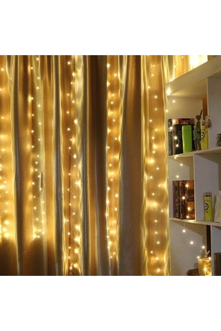 Novahub 300 Led Usb Kumanda Işıklı Perde Aydınlatma, 8 Modlu Su Geçirmez Işık Şeridi, İç/dış Mekan Kullanımı Beyaz Beyaz