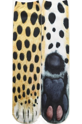 Neevoyu 3d Hayvan Ayak İzi Çorapları - Kedi Köpek Kaplan Kartal At Dinozor Desenli, Unisex, Canlı Renkler, Gerçekçi Ve Eğlenceli Efekt, Poliester Dokuma Leopar