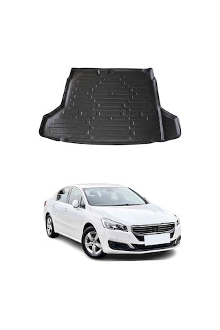 Peugeot 508 Access And Active Sedan 2010-2019 Arası Uyumlu Araca Özel Kauçuk Tpe Bagaj Havuzu Siyah