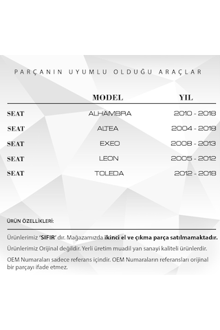 Seat Leon, Skoda Octavia İçin Yağ Soğutucu Contası