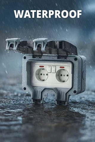 Dış Mekan 2'li Priz, 2 Akım Koruma Anahtarlı Ip 66 Akım Korumalı Priz