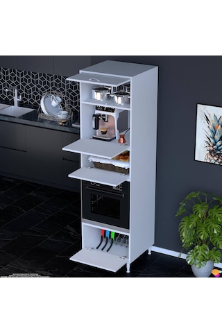 Eliusta Viramo Mikrodalga/ankastre Fırın Dolabı 4 Kapaklı Depolama Alanlı 60x217x56 Cm Modüler Dolap Beyaz