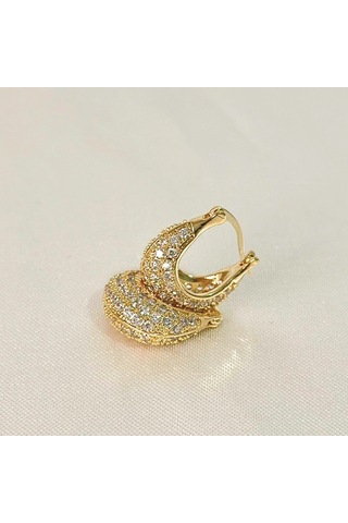 Vıp Zirkon Gold Küpe Gold