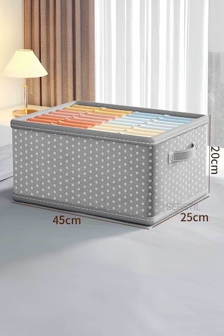 Serstil 2 Adet - Dolap Içi Düzenleyici, Katlanabilir Kıyafet Saklama Kutusu 45x25x20 Cm Gri Benekli