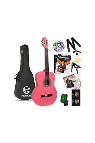 Fourtune Luca C-180PK Pembe Klasik Gitar Seti 4/4 Sap Ayarlı