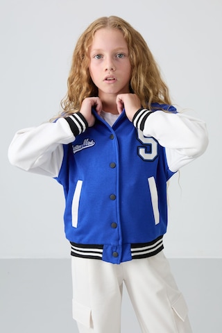 Tommy Life Gece Mavi Pamuklu İçi Tüylü Yumuşak Dokulu Standart Fit Nakışlı Kız Çocuk Kolej Ceket - 75163 Mavi