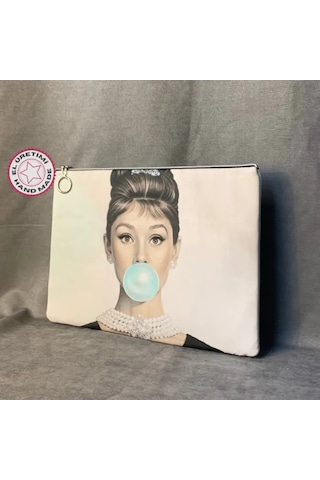 Uretti - Mehtap 4435 - Pop Art Desenli Clutch Çanta - Fil Dişi Bej
