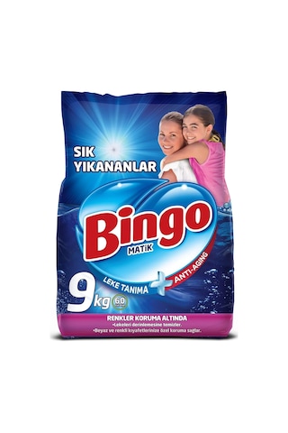 Bingo Matik Sık Yıkananlar Toz Çamaşır Deterjanı 60 Yıkama 9 KG