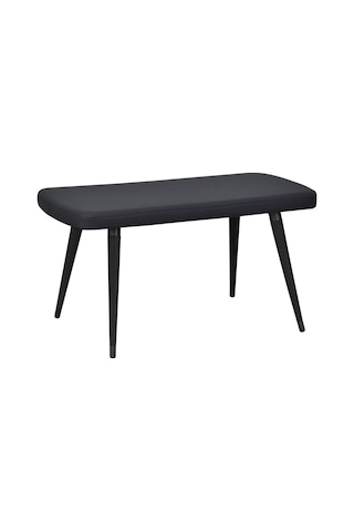 Vilinze Eames Ahşap Ayak Deri Mutfak Masası Bankı Siyah