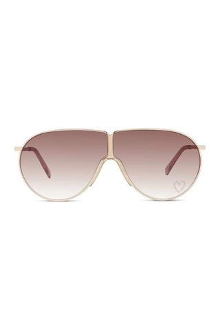 Stella Mccartney Kadın Güneş Gözlüğü - Pilot Altın Metal Çerçeve Kahverengi Degrade Cam Uv400 Sc4006 Çok Renkli