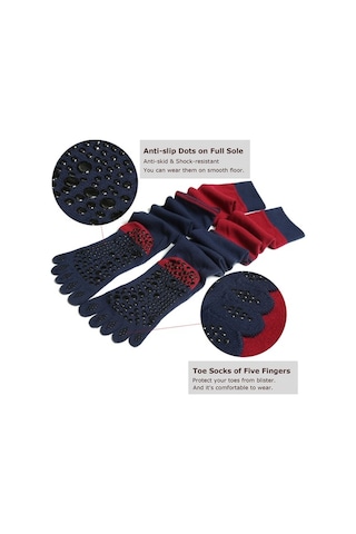 Willowhaven Kadın Yüksek Burun Dans Çorabı - 5 Parmak Kaymaz Isıtıcı Yoga Siyah
