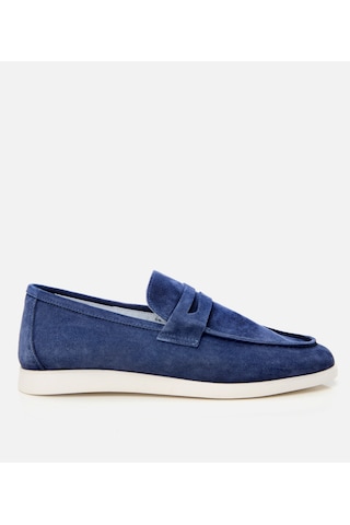 Hotiç Erkek Süet Deri Mavi Yumuşak Dokulu Loafer 02ayh305140a620 Mavi