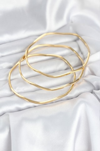 Zarif Bilekler İçin Golden Çelik 65mm Ajda Zikzak 3lü Kadın Bileklik Gri