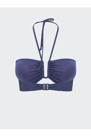 Lcw Dream İndigo Simli Büzgülü Çıkarılabilir Pedli Kadın Bikini Üst