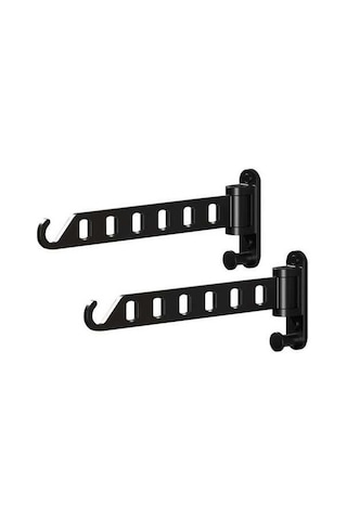 Besthome1 Alüminyum 6 Delikli Duvar Çamaşır Asacı - Siyah 2'li Paket Banyo/balkon/küche Stabile Uygun Siyah