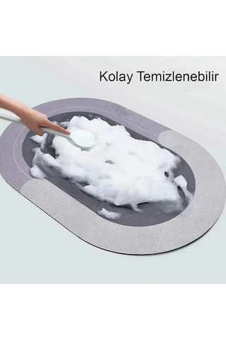 Sihirli Su Emici Banyo Paspası Kaymaz Tabanlı Paspas Gri