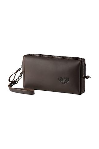 Elitaş Deri Hakiki Deri El Çantası Clutch Çanta Portföy Çanta Organizer Clutch Kahverengi Acı Kahverengi