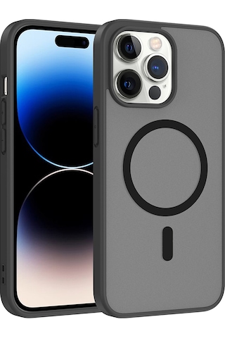 Apple Uyumlu iPhone 14 Pro Kılıf M-safe Şarj Özellikli Mkst Babet Kapak - Mavi