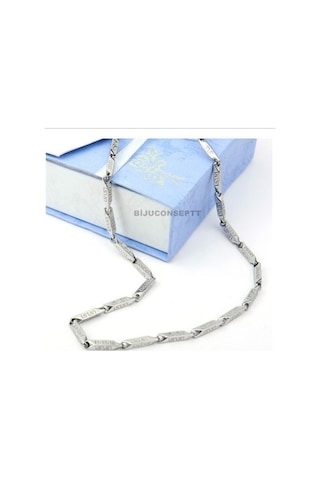 Erkek Çelik Zincir Dıesek Greek Desenli 3 Ml Kolye Gümüş Renk (185790746) Beyaz