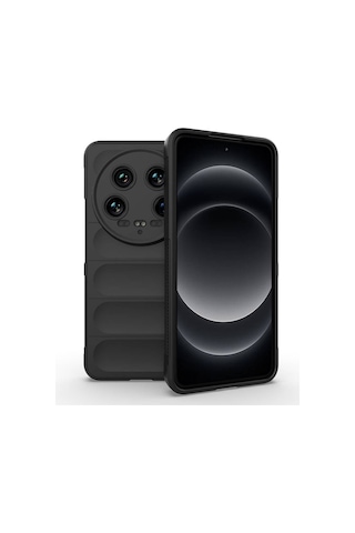 Xiaomi Mi 14 Ultra Kılıf Esnek Tpu Oyuklu Arka Yüzey Tasarımlı Zore Etnik Silikon Kapak Siyah