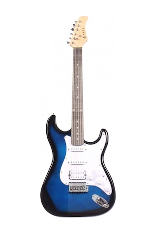 Strat Kasa Hss Manyetik Aeg100 Mavi Elektro Gitar Kılıf-pena-kablo Dahil