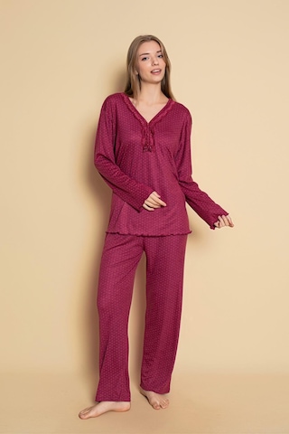 Yüksek Kalite Bambu İnterlok Kadın Pijama Takımı P5046 Bordo