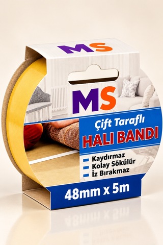 Premium Çift Taraflı Halı Bandı 48 Mm X 5 Metre Yapışkanlı Kaydırmaz Kaymaz Kilim Paspas Bantı