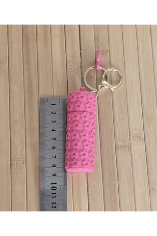 Çiçekli Model Ruj Ve Balım Kutusu Anahtarlık Çanta Charm Pembe