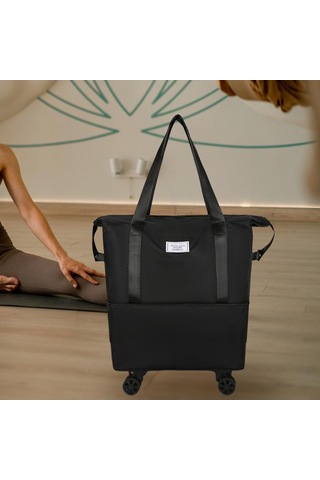 Homyl Katlanabilir Seyahat Çantası Tekerlekli Genişletilebilir El Siyah Tekli Genişlet