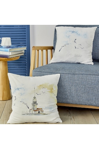 Karaca Home Kız Kulesi İndigo Throw Kırlent 200.19.01.0501