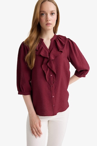 Defacto Regular Fit Bisiklet Yaka Volanlı Uzun Kollu Gömlek E9922ax25aubr194 Bordo