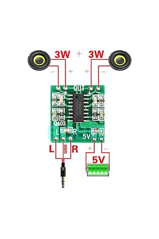 Pam8403 Mini Ses Yükseltici Class D 2x3w Amfi Kartı Stereo Dijital Amfilikatör Müzik Ses Yükseltici Kuvvetlendirici