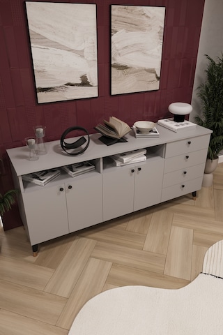Asra Trend Lüks Konsol Tv Ünitesi %100 Mdf Salon Ve Yemek Odası Ünitesi Knsl06 Kül Gri