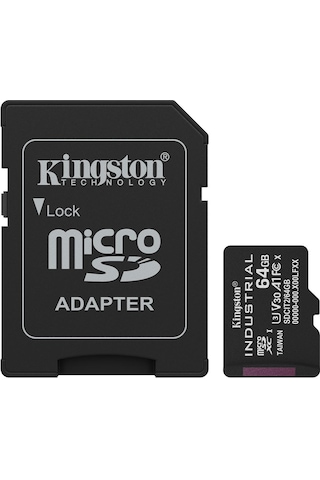 Kingston Sdcıt2-64gb 64gb Microsdxc Industrial C10 A1 Pslc Card + Sd Adapter Hafıza Kartı