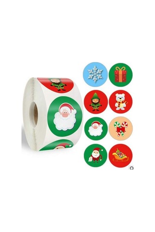 Noel Çıkartmaları Noel Çıkartmaları Noel Hediyelerini Süslemek İçin Mükemmel Noel Süsleri Yuvarlak Kağıt Etiketler Çok Renkli