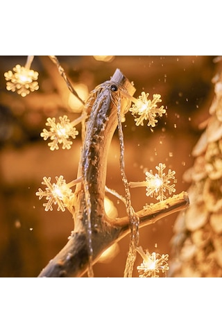 Snow Flake Photo Clip String Led Warm Light Gün Işığı Pilli Kar Tanesi Mandal Led Işık 2 Metre Led