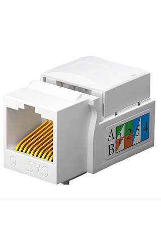 10 Lu Paket Cat6 Utp 180 Derece Keystone Jack Beyaz Panel Tipi Çakma Modülü